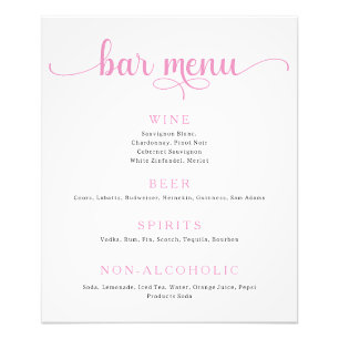 Paarse en Off White Wedding Bar Menu Poster