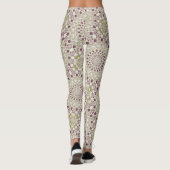 Paarse en olijf geometrische mandala patroon leggings (Achterkant)