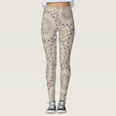 Paarse en olijf geometrische mandala patroon leggings (Voorkant)