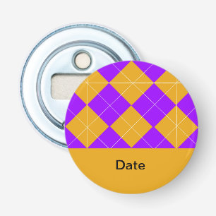 Paarse en Oranje Argyle Button Flesopener