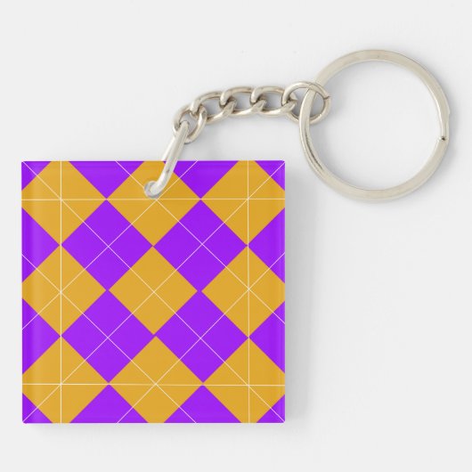 Paarse en Oranje Argyle Sleutelhanger (Achterkant)