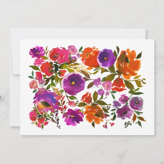 Paarse en Oranje Bloemen Afstuderen Foto Aankondiging (Achterkant)