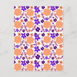 Paarse en Oranje bloemen Briefkaart