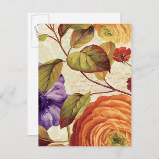 Paarse en Oranje bloemen Briefkaart (Voorkant / Achterkant)