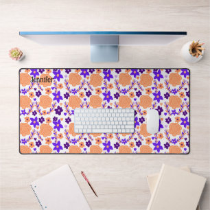 Paarse en Oranje bloemen Bureaumat