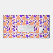 Paarse en Oranje bloemen Bureaumat (Keyboard & Muis)
