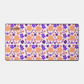 Paarse en Oranje bloemen Bureaumat (Voorkant)