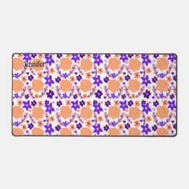 Paarse en Oranje bloemen Bureaumat