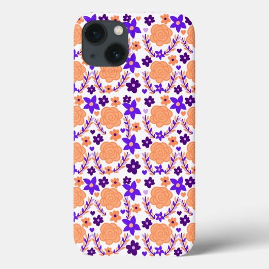 Paarse en Oranje bloemen Case-Mate iPhone Case (Achterkant)