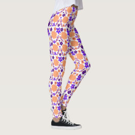 Paarse en Oranje bloemen Leggings