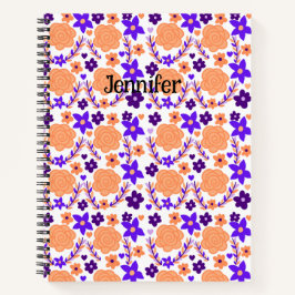 Paarse en Oranje bloemen Notitieboek