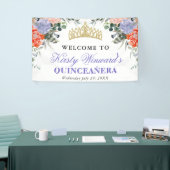 Paarse en Oranje bloemen Quinceanera Spandoek (Beurs)