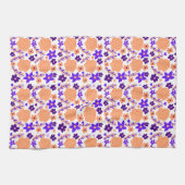 Paarse en Oranje bloemen Theedoek (Horizontaal)