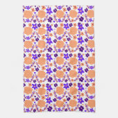 Paarse en Oranje bloemen Theedoek (Verticaal)