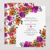 Paarse en Oranje Bloemen Verlovingsfeest Kaart (Voorkant / Achterkant)