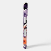 Paarse en Oranje Bloemen Waterverf Monogram Naam Case-Mate iPhone Case (Achterkant / Rechts)