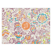 Paarse en Oranje  bloemmotief Tafelkleed (Voorkant (Horizontaal))