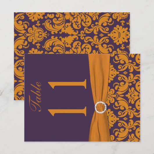 Paarse en Oranje Briefkaart van het lijstaantal (Voorkant / Achterkant)