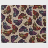 Paarse en Oranje Butterflies Cadeaupapier (Vlak)