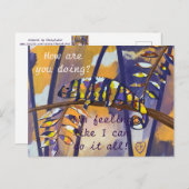 Paarse en Oranje Chameleon-briefkaarten, jouw teks Briefkaart (Voorkant / Achterkant)