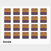 Paarse en Oranje Damask bruiloft gunst Sticker (Vel)