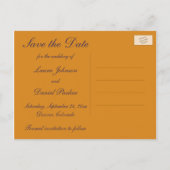 Paarse en Oranje Damask Save the Date Kaart (Achterkant)
