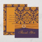 Paarse en Oranje Damaskkaart Hartelijk dank Bedankkaart (Voorkant / Achterkant)