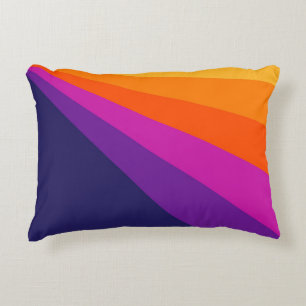 Paarse en oranje diagonaalretraliestrepen accent kussen