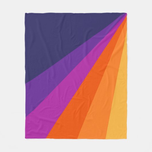 Paarse en oranje diagonaalretraliestrepen fleece deken (Voorkant)