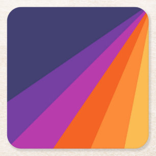 Paarse en oranje diagonaalretraliestrepen kartonnen onderzetters