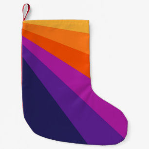 Paarse en oranje diagonaalretraliestrepen kleine kerstsok