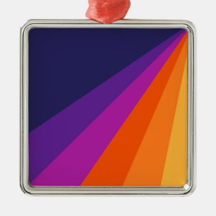 Paarse en oranje diagonaalretraliestrepen metalen ornament