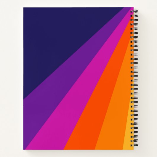 Paarse en oranje diagonaalretraliestrepen notitieboek (Achterkant)