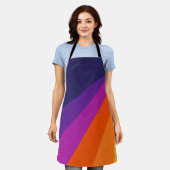 Paarse en oranje diagonaalretraliestrepen schort (Gedragen)