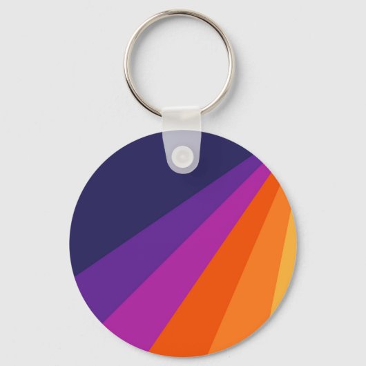 Paarse en oranje diagonaalretraliestrepen sleutelhanger (Voorkant)