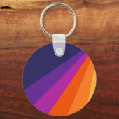 Paarse en oranje diagonaalretraliestrepen sleutelhanger (Voorkant)