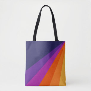 Paarse en oranje diagonaalretraliestrepen tote bag