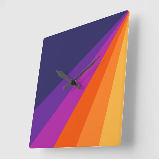 Paarse en oranje diagonaalretraliestrepen vierkante klok (Hoek)
