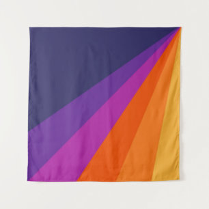 Paarse en oranje diagonaalretraliestrepen wandkleed