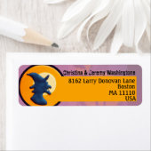 Paarse en oranje esthetische Halloween-heks op maa Etiket (Insitu)