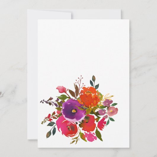 Paarse en Oranje Floral Virtual Shower Kaart (Achterkant)