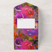 Paarse en Oranje Floral Wedding All In One Uitnodiging (Buitenkant)