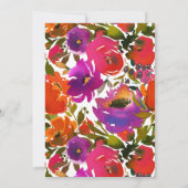 Paarse en Oranje Floral Wedding Foto Save The Date (Achterkant)