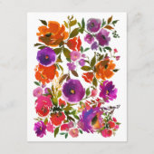 Paarse en Oranje Floral Wedding Guest - Gegevens Informatiekaartje (Achterkant)