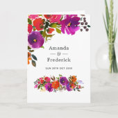 Paarse en Oranje Floral Wedding Programma (Voorkant)