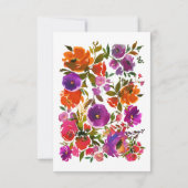 Paarse en Oranje Floral Wedding RSVP Kaartje (Achterkant)