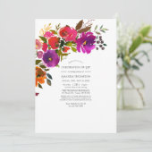 Paarse en Oranje Florale viering van het leven Kaart (Staand voorkant)