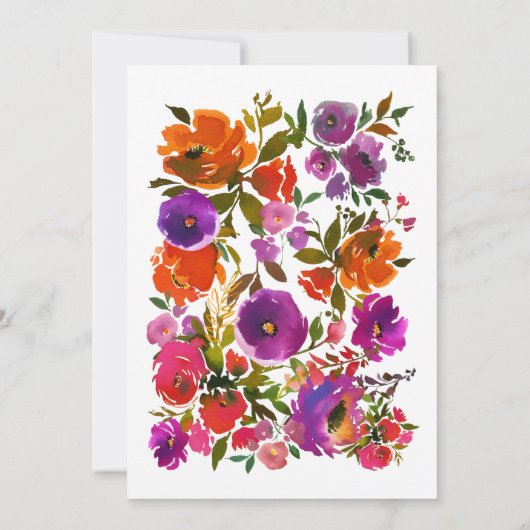 Paarse en Oranje Florale viering van het leven Kaart (Achterkant)