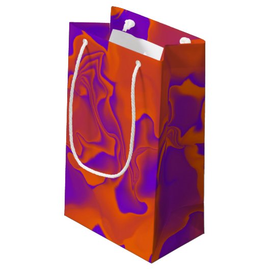 Paarse en Oranje golfpatronen Klein Cadeauzakje (Achterkant Gekanteld)