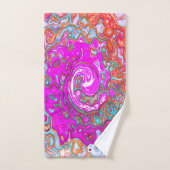 Paarse en Oranje Groovy Abstract Retro Swirl Bad Handdoek (Handdoek)